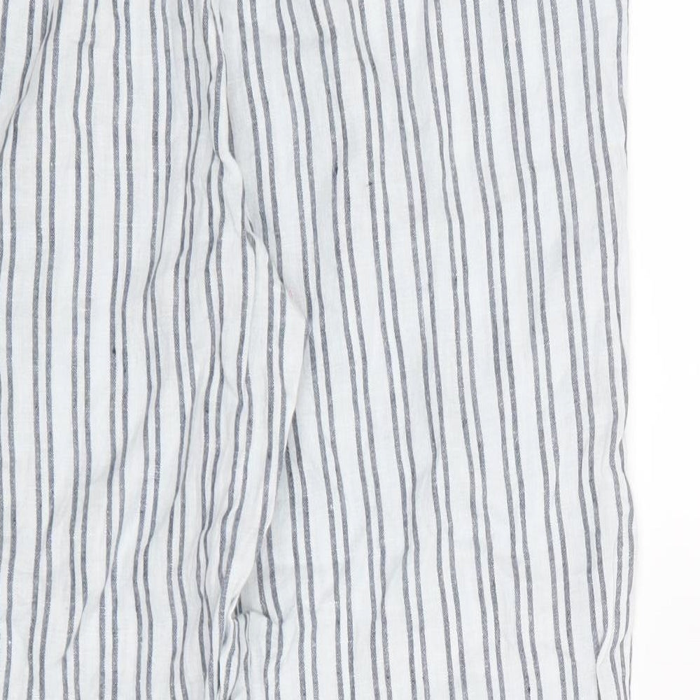 H&M Womens Blue Striped  Trousers  Size 10 L26 in