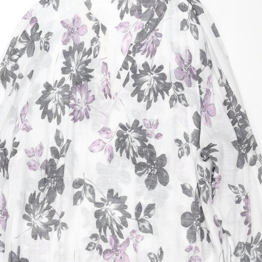 Yours Womens White Floral  Shirt Dress  Size L