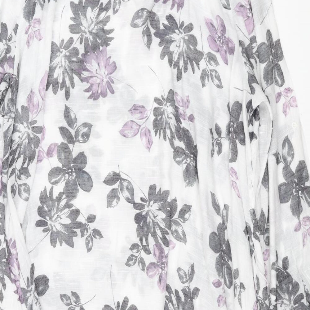 Yours Womens White Floral  Shirt Dress  Size L