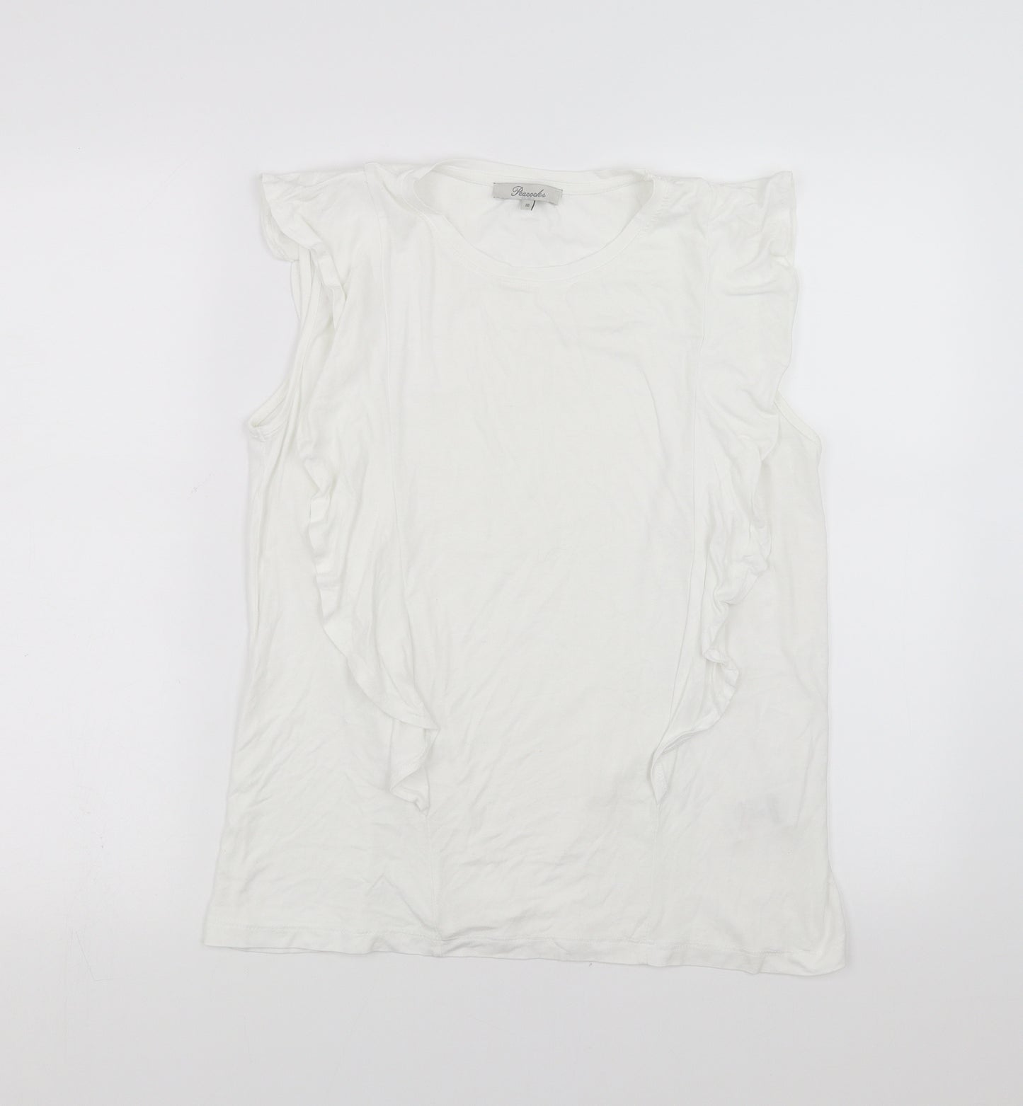 Peacocks Womens White   Basic Blouse Size 16  - ruffle
