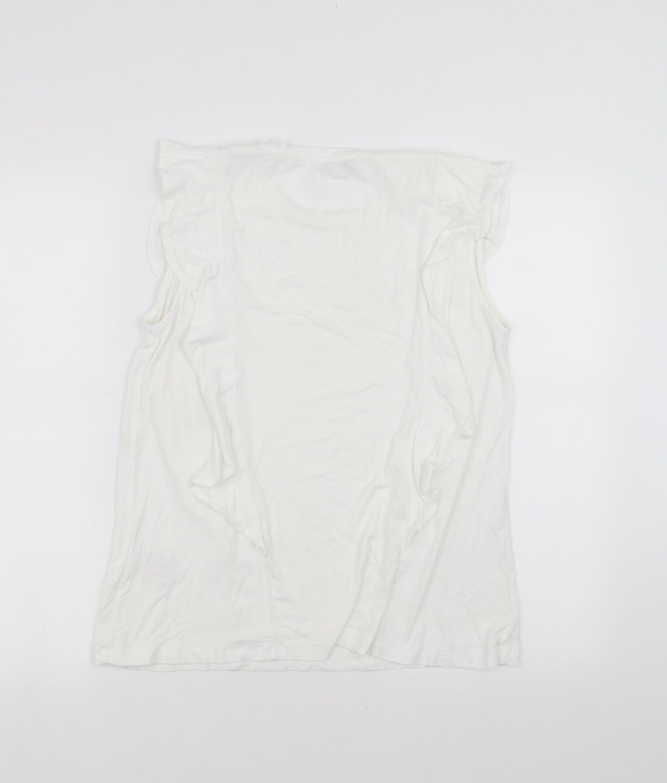 Peacocks Womens White   Basic Blouse Size 16  - ruffle
