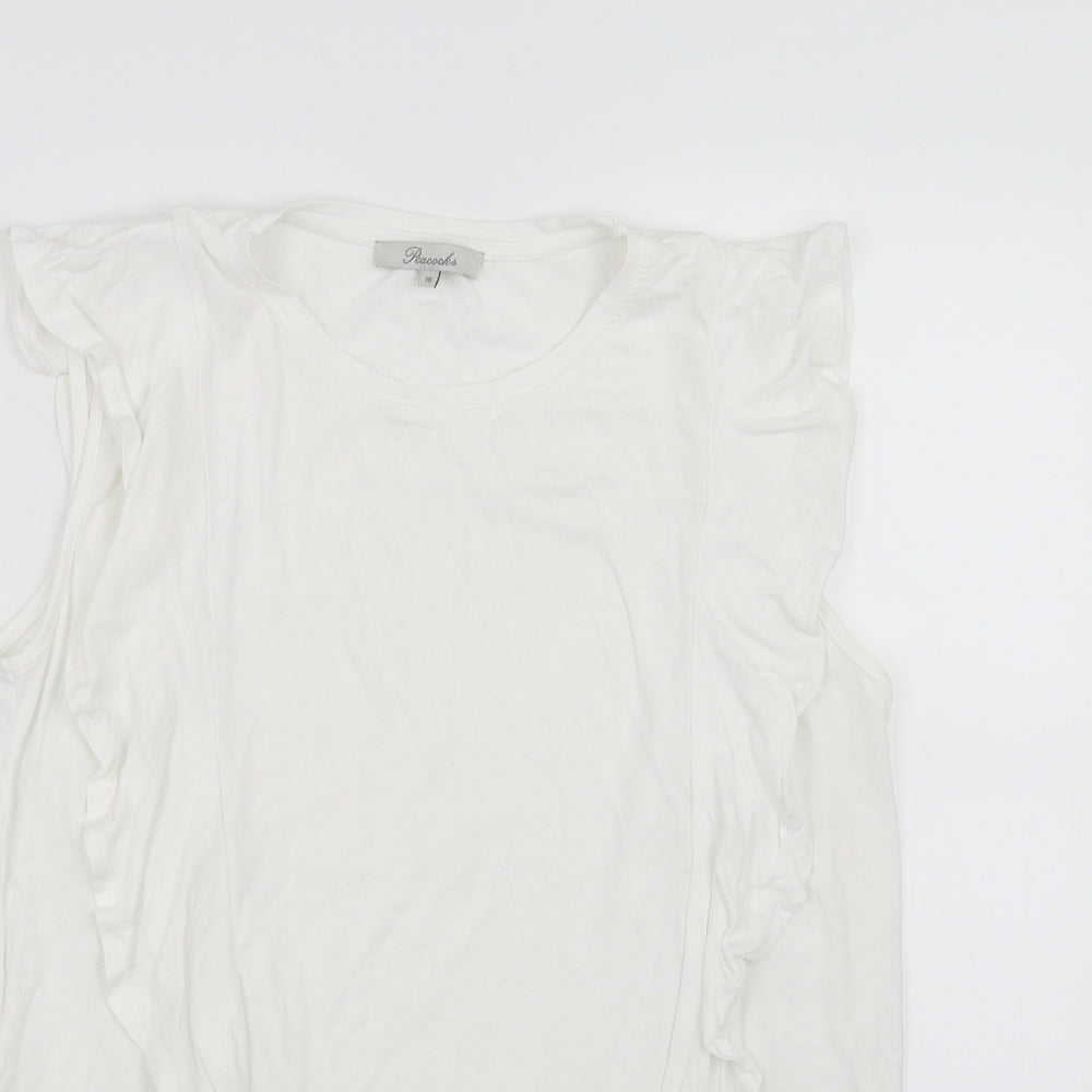 Peacocks Womens White   Basic Blouse Size 16  - ruffle