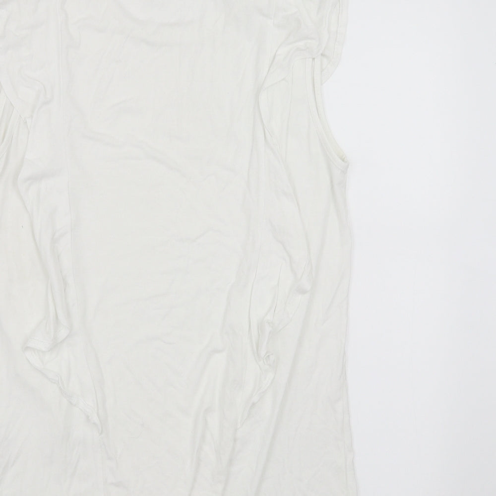 Peacocks Womens White   Basic Blouse Size 16  - ruffle