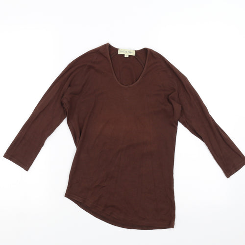 NICOLE FARHI Womens Brown   Basic T-Shirt Size S  - Asymmetric Hem