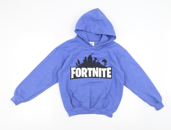 Gildan Boys Blue Pullover Hoodie Size M - fortnite