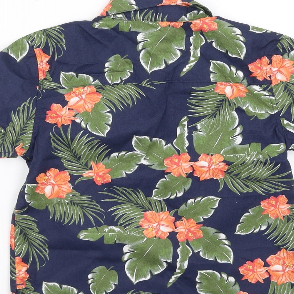 Primark Boys Blue Floral  Basic Button-Up Size 3-4 Years