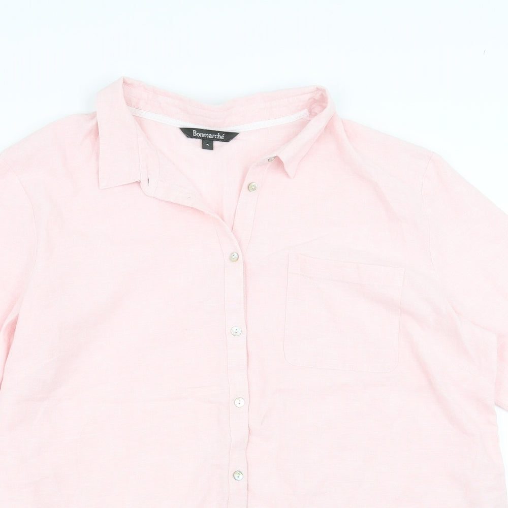 Bonmarché Womens Pink   Basic Button-Up Size 14