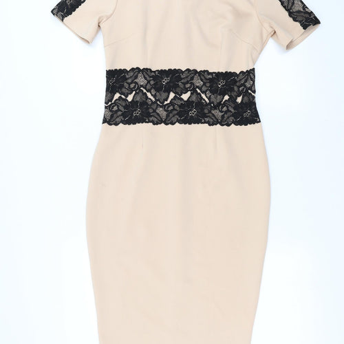 Oli Womens Pink   Pencil Dress  Size 10  - floral lace detail