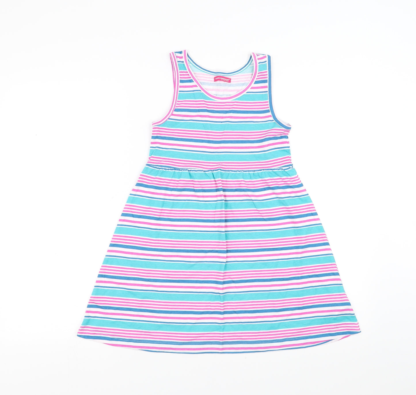 Young Dimension Girls Multicoloured Striped  Skater Dress  Size 6-7 Years