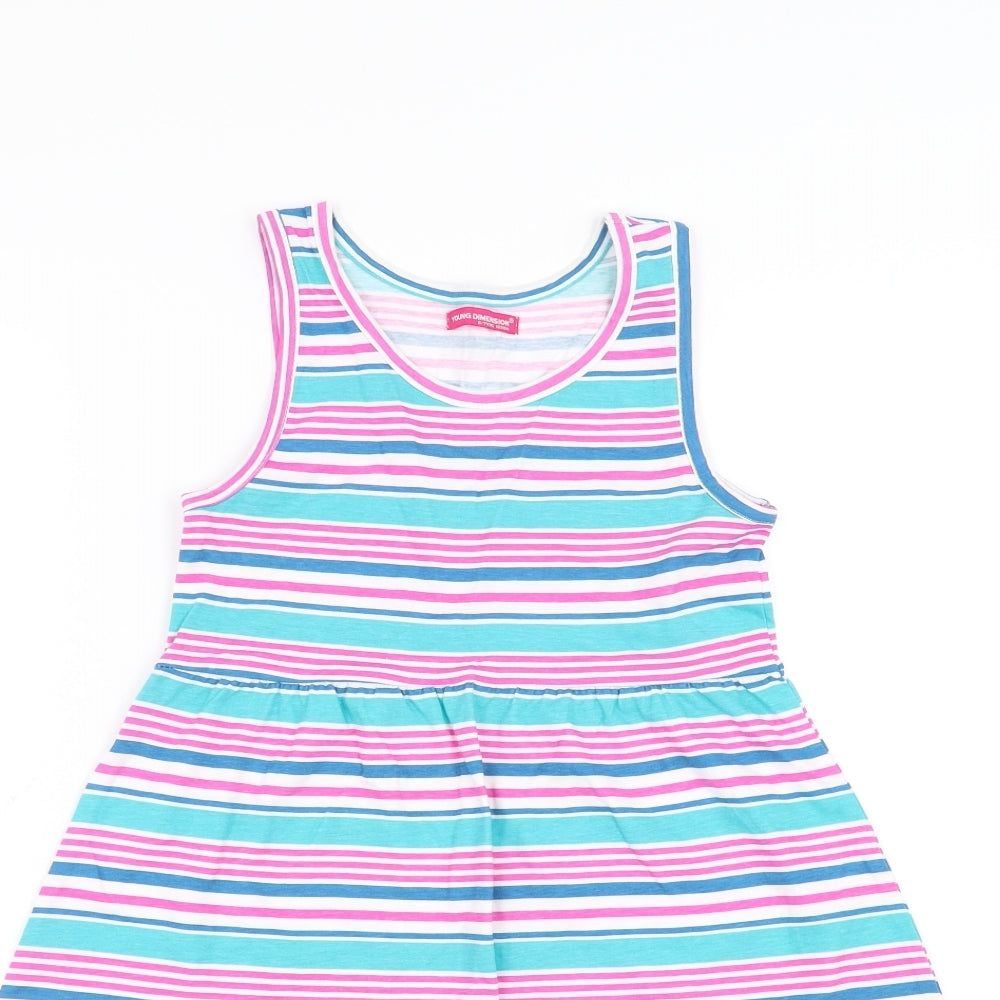 Young Dimension Girls Multicoloured Striped  Skater Dress  Size 6-7 Years
