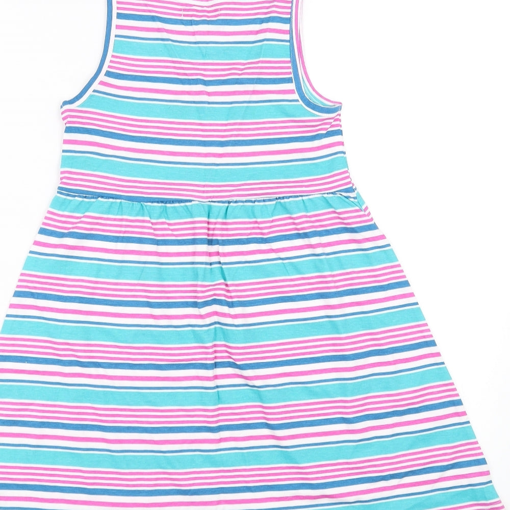 Young Dimension Girls Multicoloured Striped  Skater Dress  Size 6-7 Years