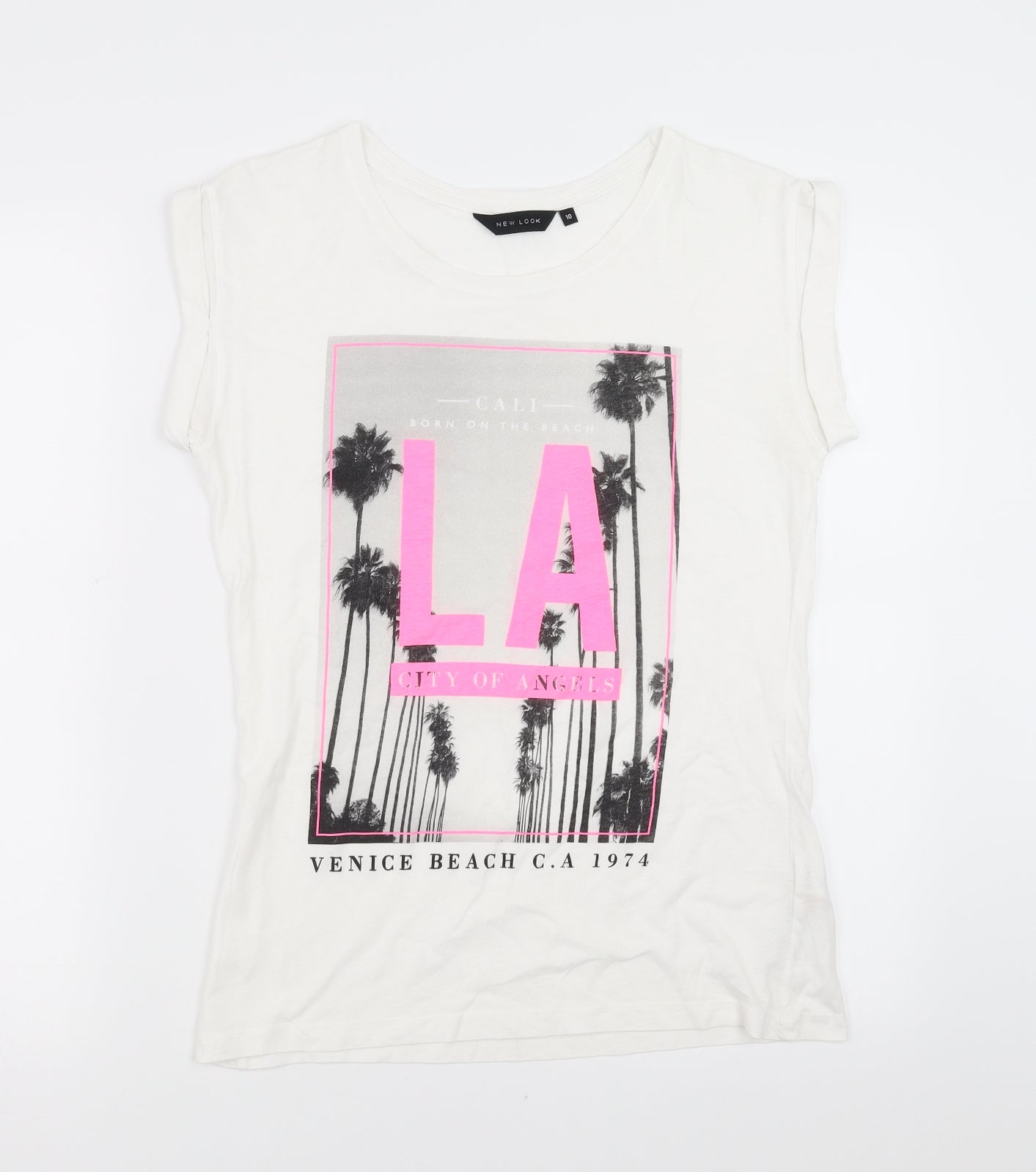 New Look Womens White   Basic T-Shirt Size 10  - LA