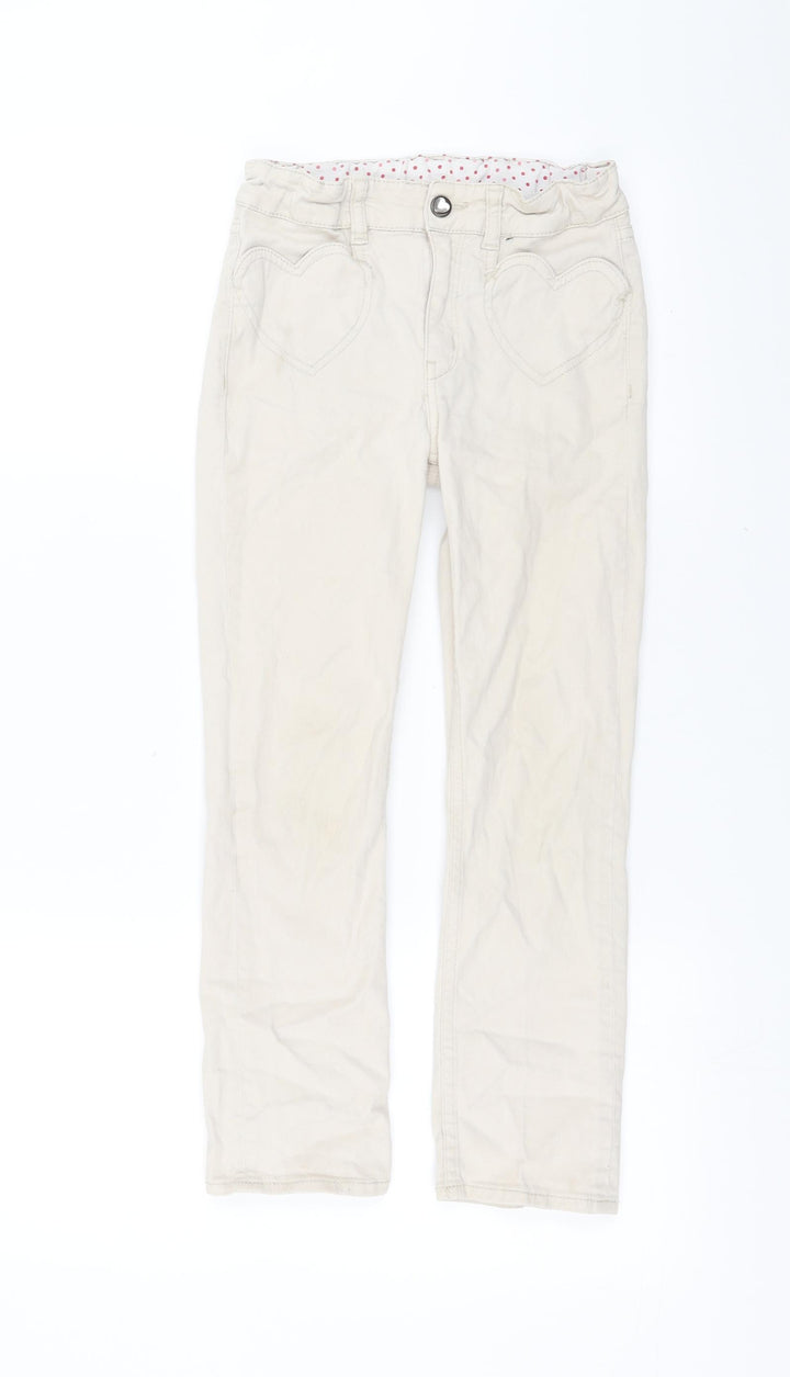 H&M Girls Beige   Straight Jeans Size 7-8 Years