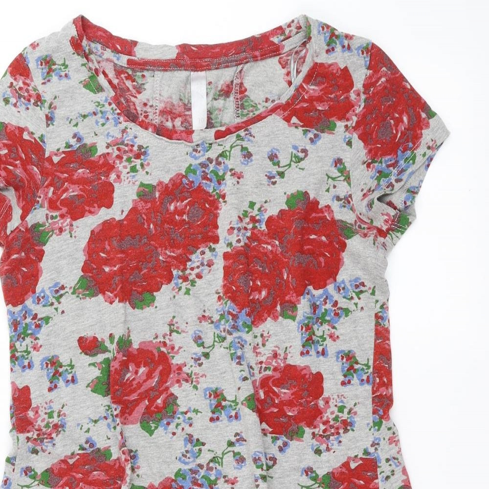 NEXT Womens Grey Floral  Basic T-Shirt Size 10