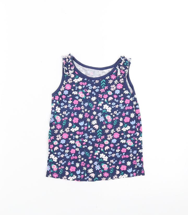 Matalan Girls Blue Floral Basic Tank Size 2-3 Years