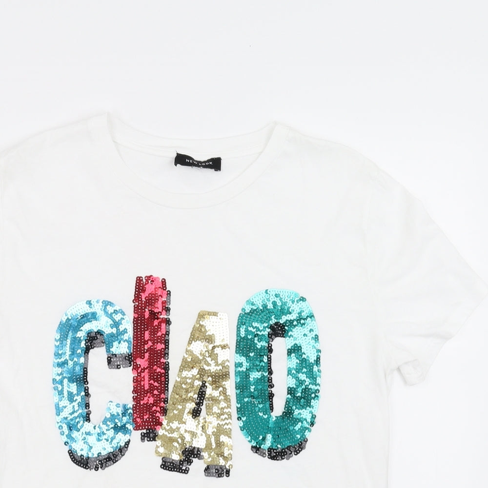 New Look Womens White   Basic T-Shirt Size 12  - ciao