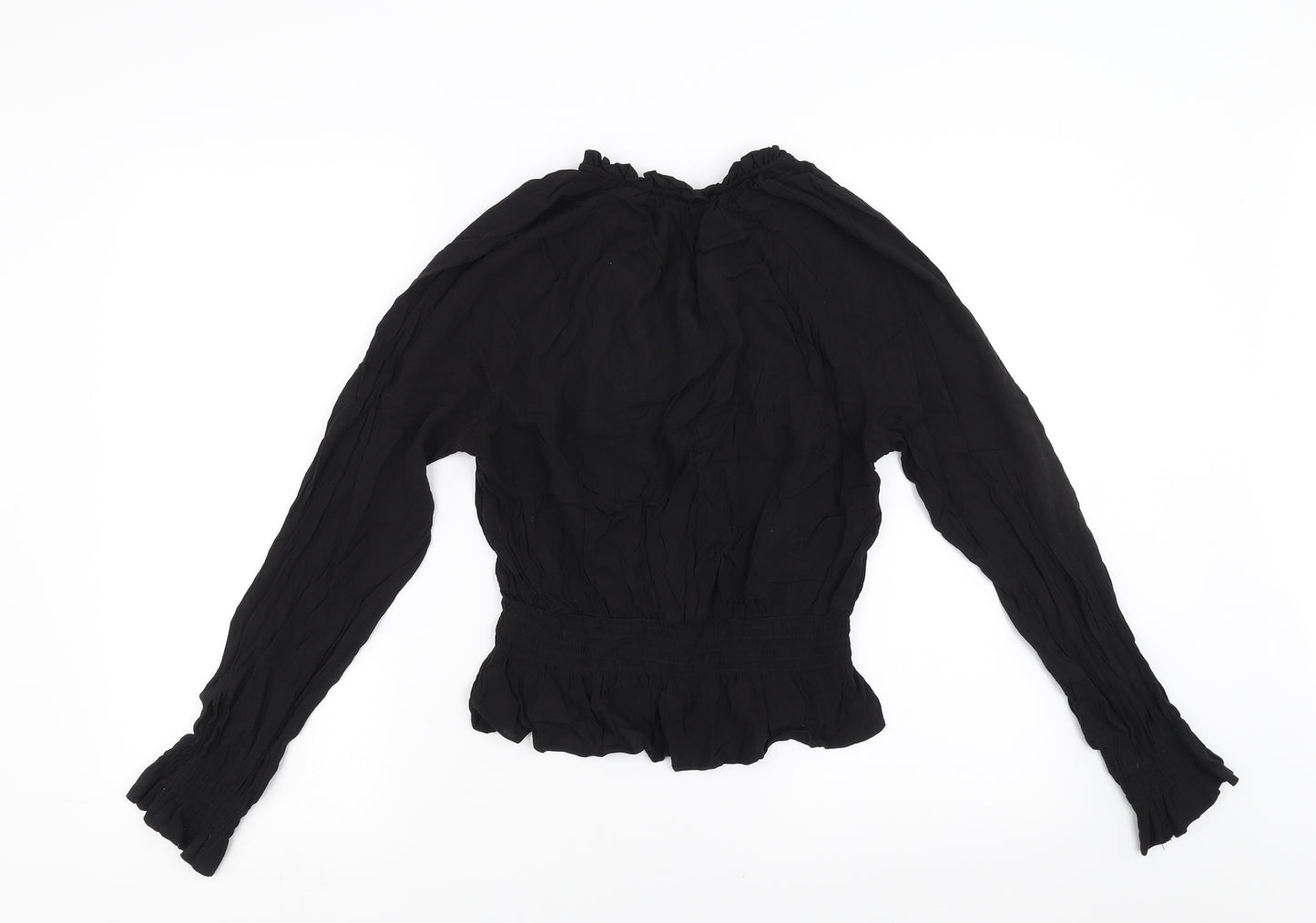 Divided by H&M Womens Black   Basic Blouse Size 6  - Embroidered detail
