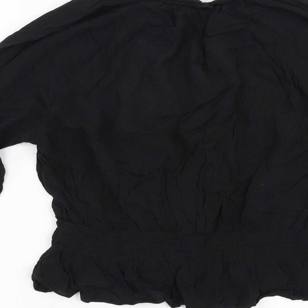 Divided by H&M Womens Black   Basic Blouse Size 6  - Embroidered detail