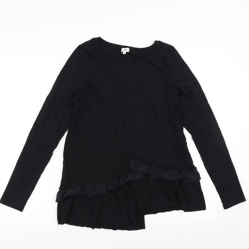 River Island Womens Black   Basic T-Shirt Size 8  - ruffle hem