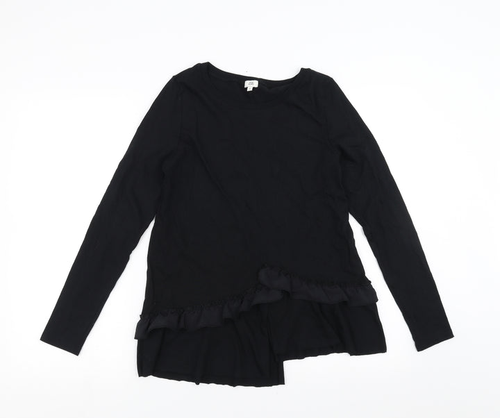 River Island Womens Black   Basic T-Shirt Size 8  - ruffle hem