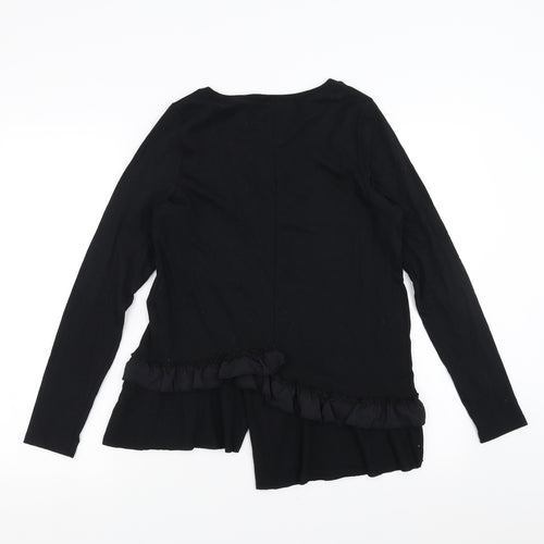 River Island Womens Black   Basic T-Shirt Size 8  - ruffle hem