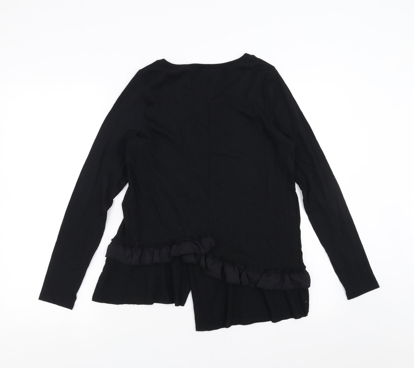 River Island Womens Black   Basic T-Shirt Size 8  - ruffle hem