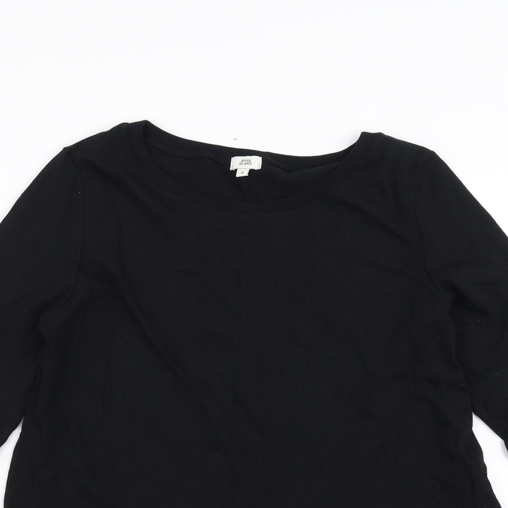 River Island Womens Black   Basic T-Shirt Size 8  - ruffle hem