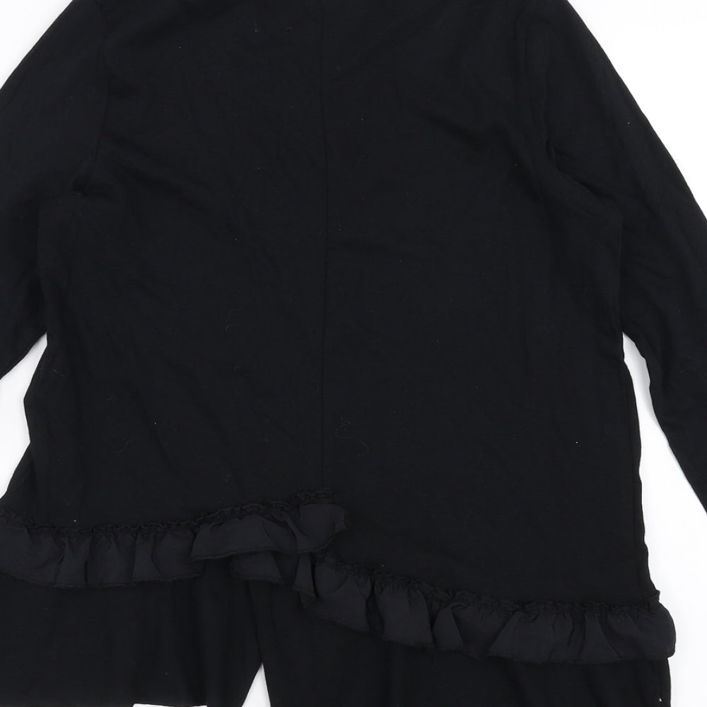 River Island Womens Black   Basic T-Shirt Size 8  - ruffle hem