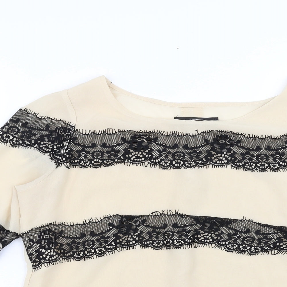 Urmoda Womens Ivory   Basic Blouse Size M  - Lace detail