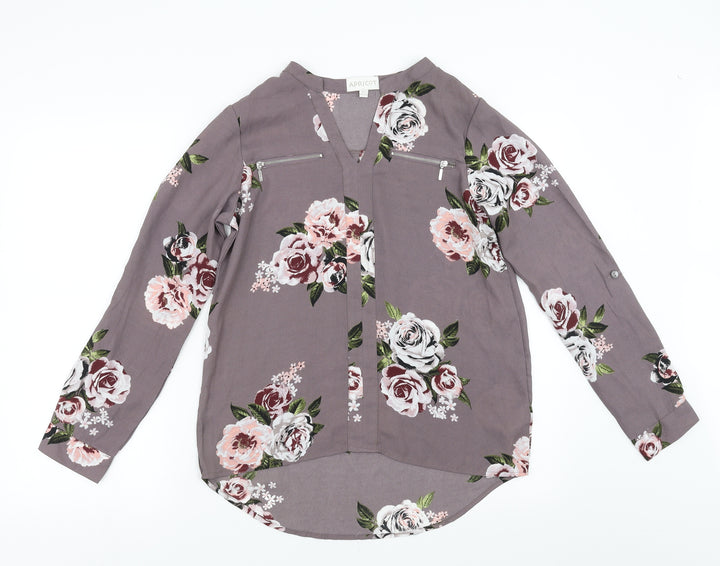Apricot Womens Purple Floral Basic Blouse Size 8