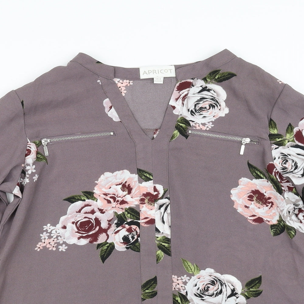 Apricot Womens Purple Floral  Basic Blouse Size 8