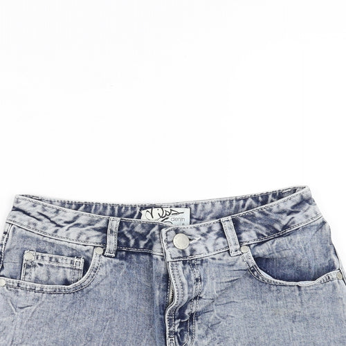 Miss Denim Womens Blue  Denim Hot Pants Shorts Size 8 - lace hem