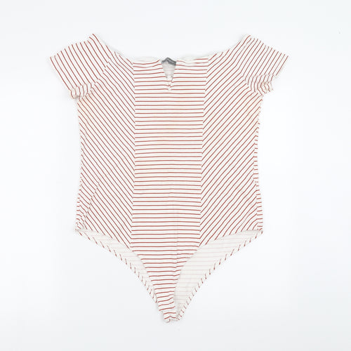 Primark Womens Red Striped  Bodysuit One-Piece Size XL