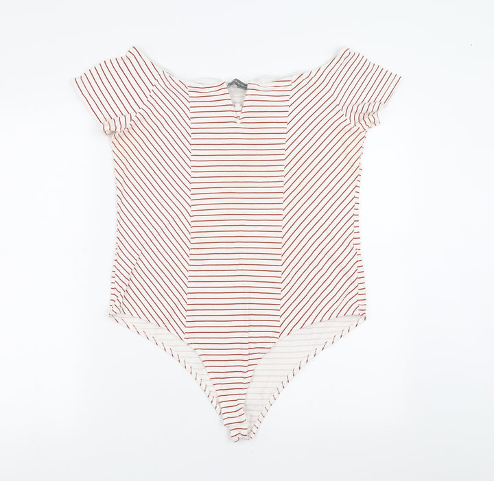 Primark Womens Red Striped Bodysuit One-Piece Size XL