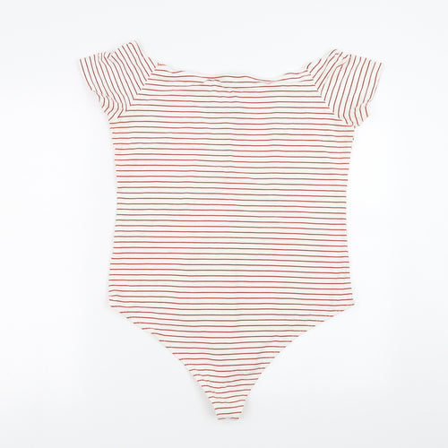 Primark Womens Red Striped  Bodysuit One-Piece Size XL