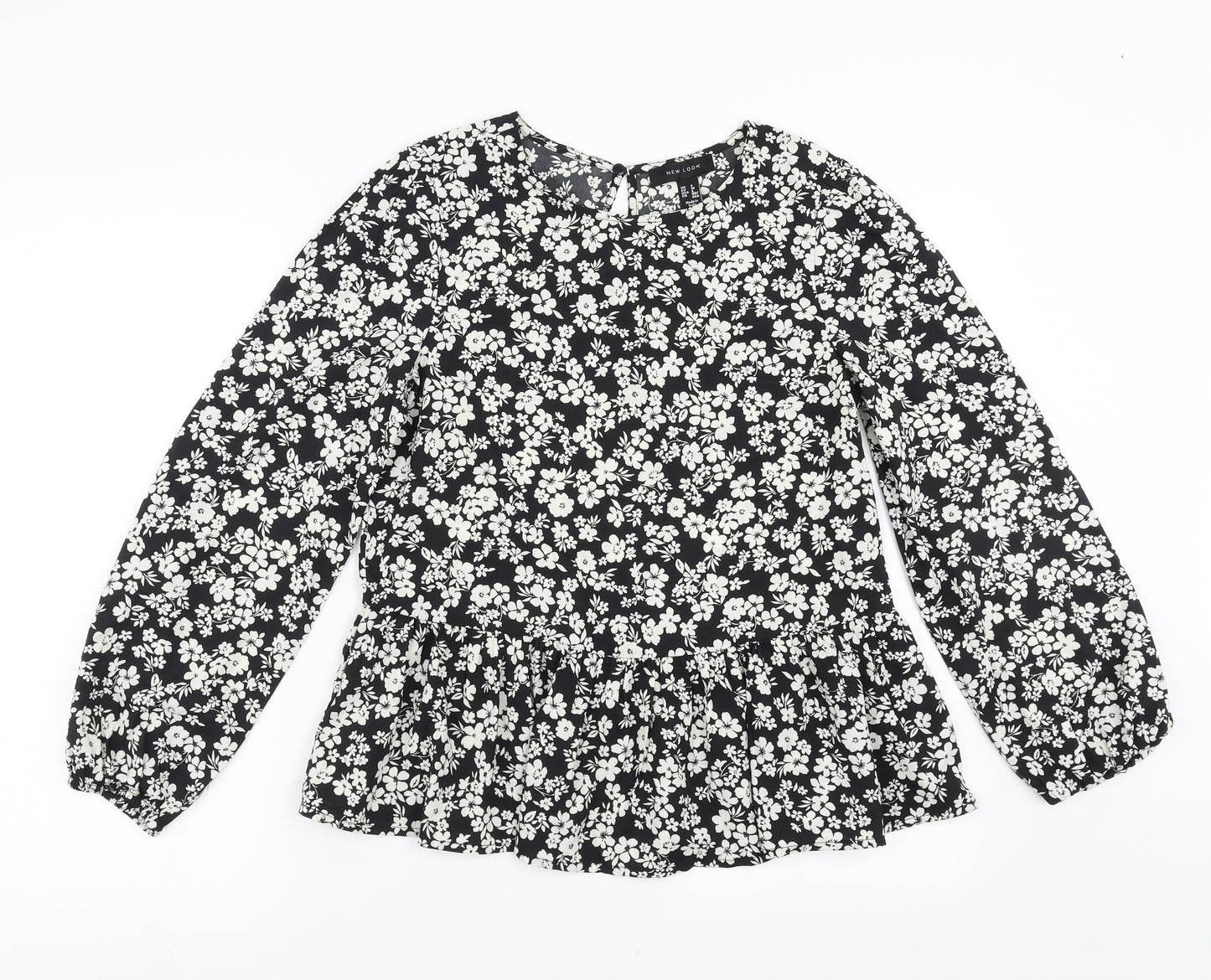 New Look Womens Black Floral  Basic Blouse Size 8