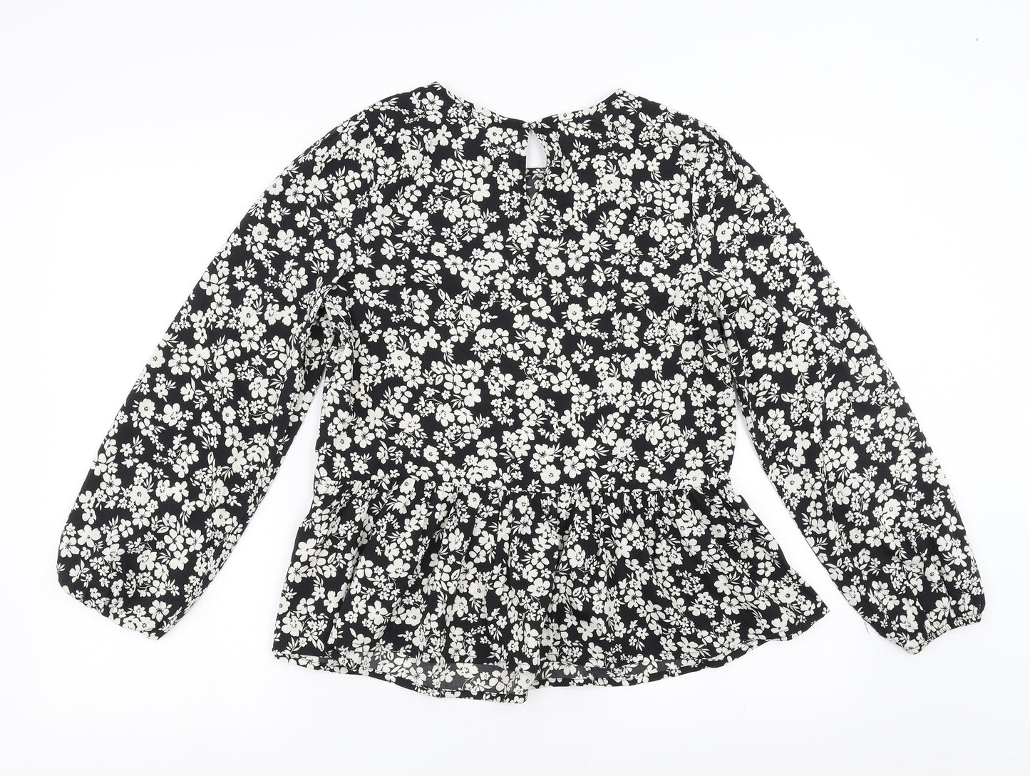 New Look Womens Black Floral  Basic Blouse Size 8