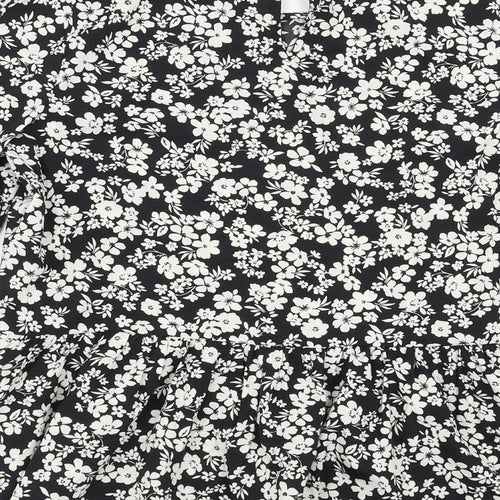 New Look Womens Black Floral  Basic Blouse Size 8