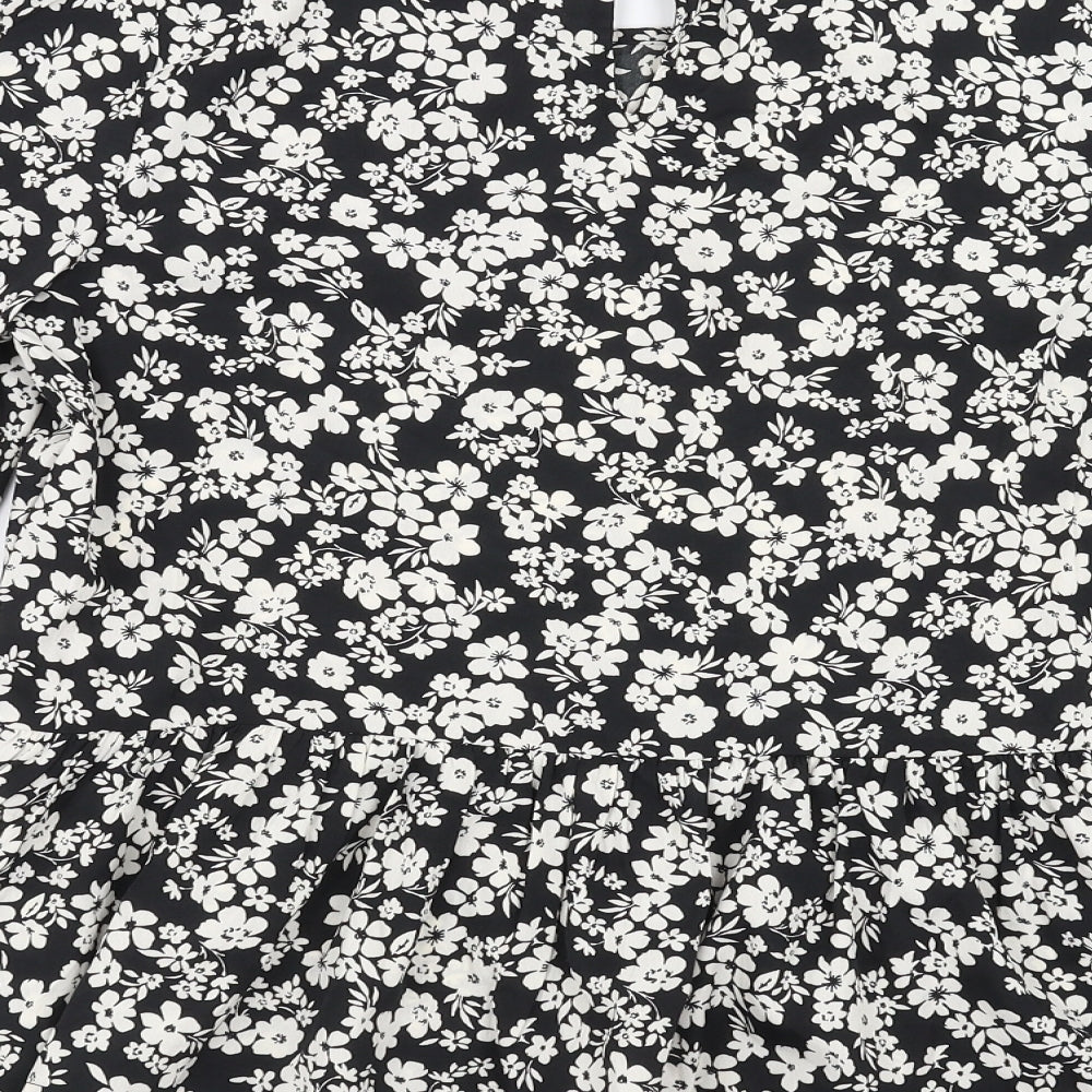 New Look Womens Black Floral  Basic Blouse Size 8