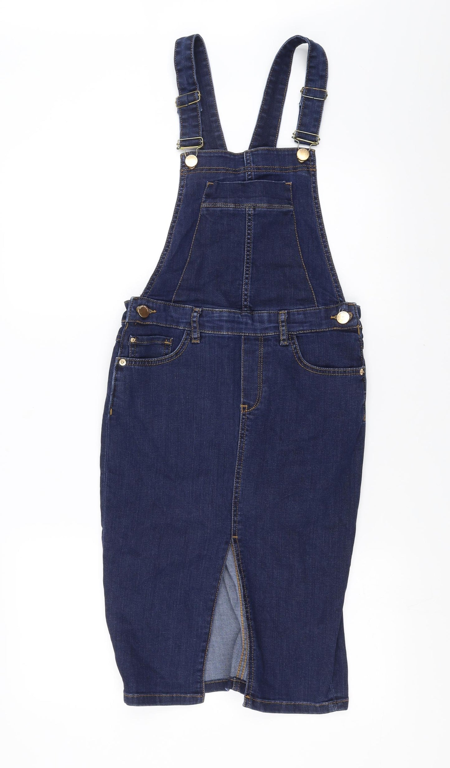 River Island Womens Blue  Denim Pinafore/Dungaree Dress  Size 8