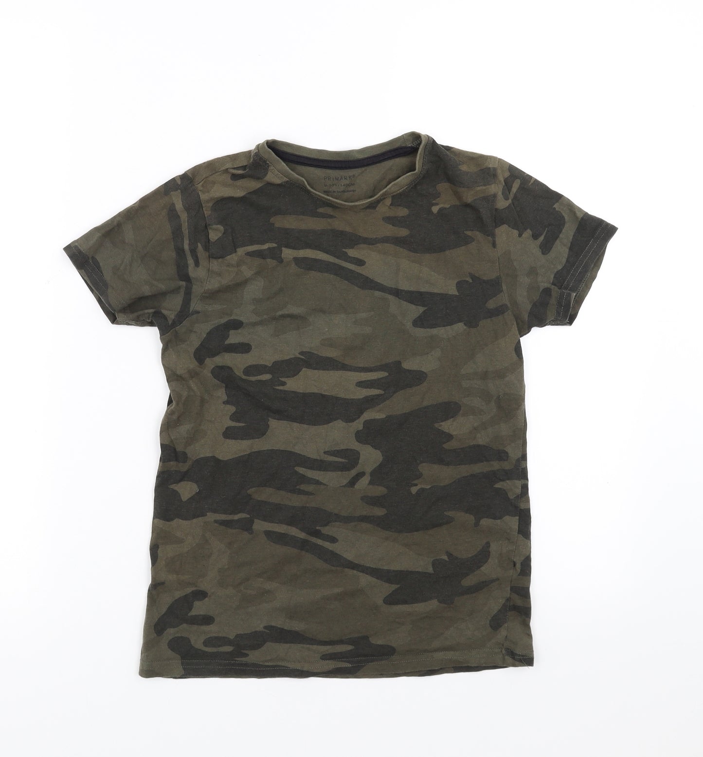 Primark Boys Green Camouflage  Basic T-Shirt Size 9-10 Years