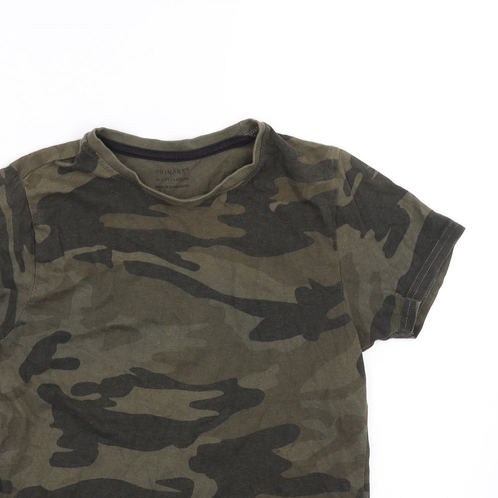 Primark Boys Green Camouflage  Basic T-Shirt Size 9-10 Years