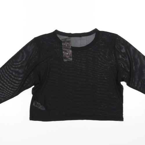 Boohoo Womens Black   Cropped Blouse Size 18  - sheer