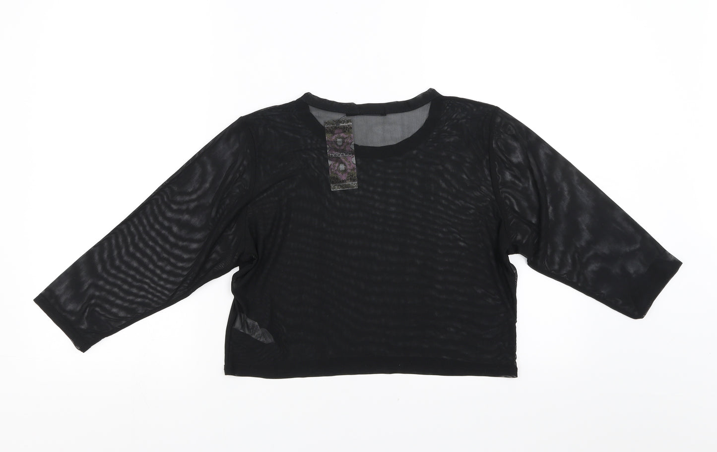 Boohoo Womens Black   Cropped Blouse Size 18  - sheer