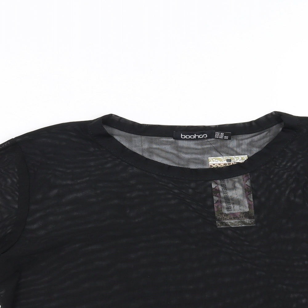 Boohoo Womens Black   Cropped Blouse Size 18  - sheer