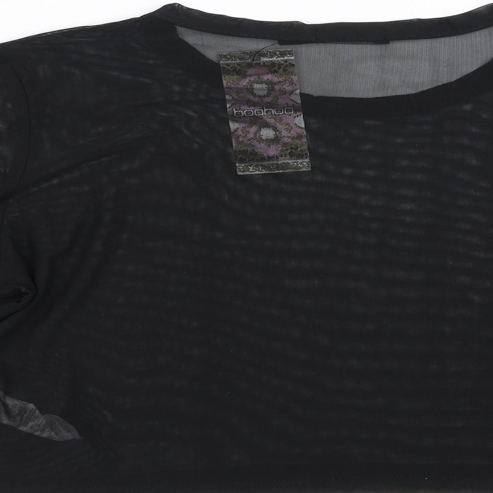Boohoo Womens Black   Cropped Blouse Size 18  - sheer