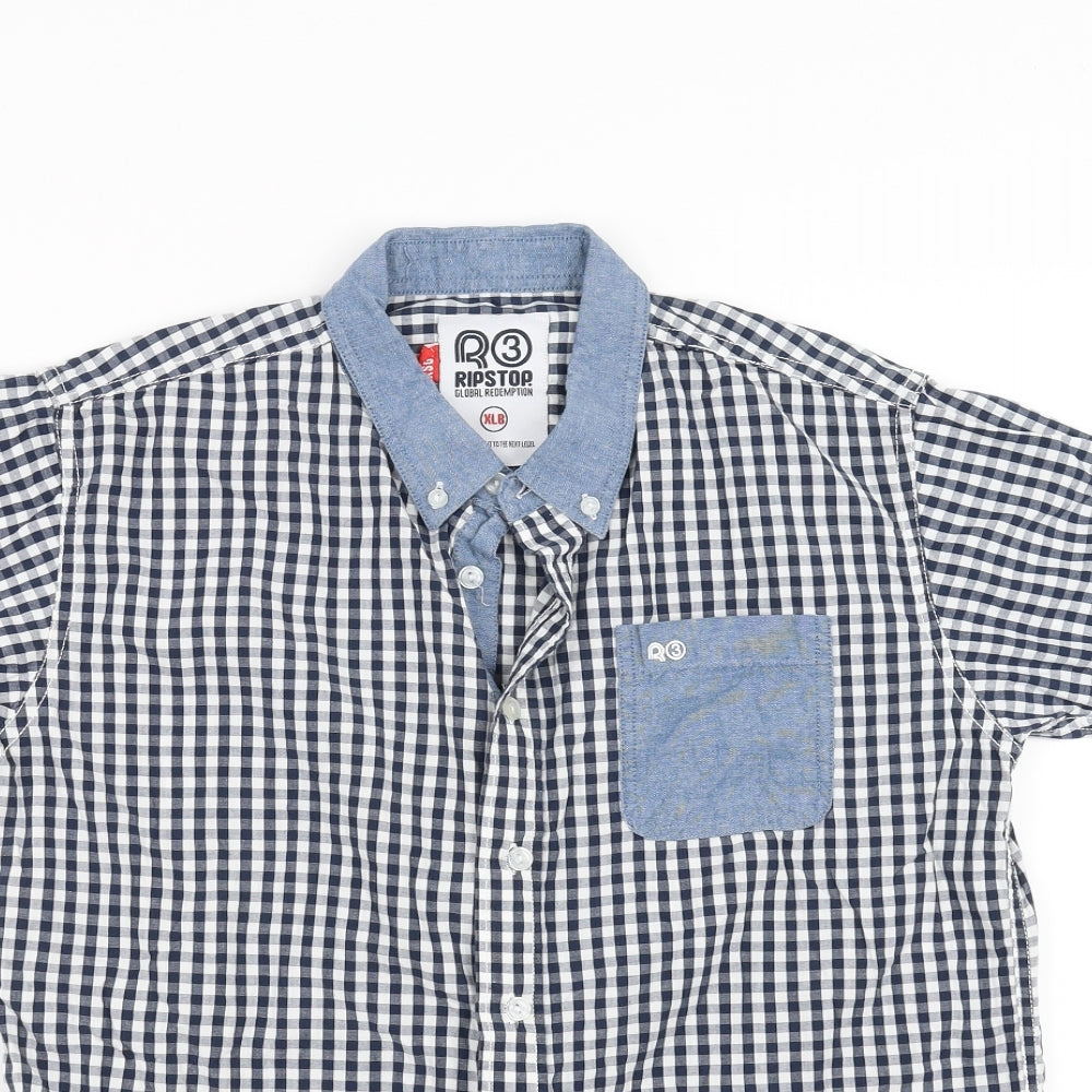 Ripstop Boys Blue Check  Basic Button-Up Size XL