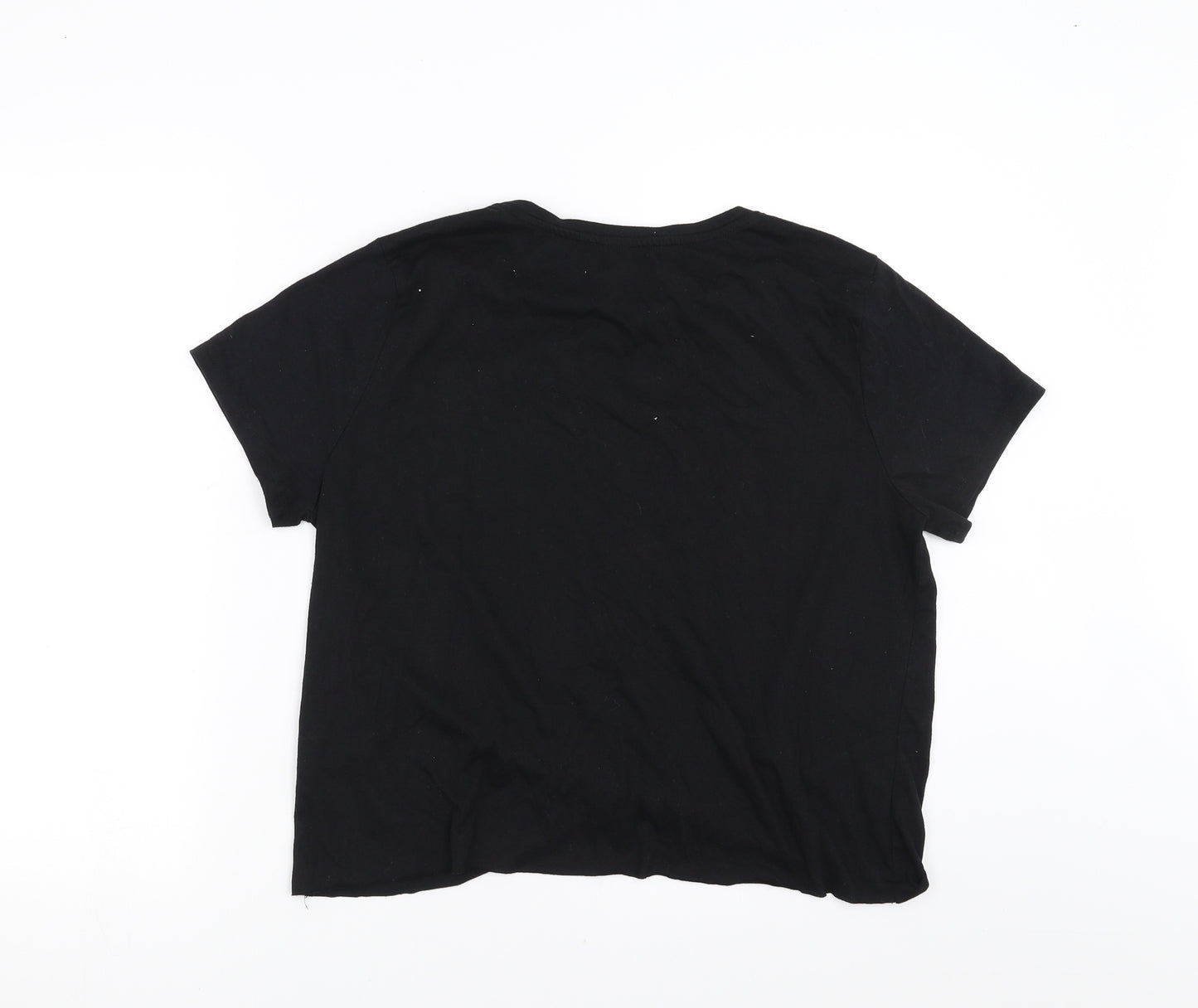 Primark Womens Black   Basic T-Shirt Size XL  - Embroidered detail
