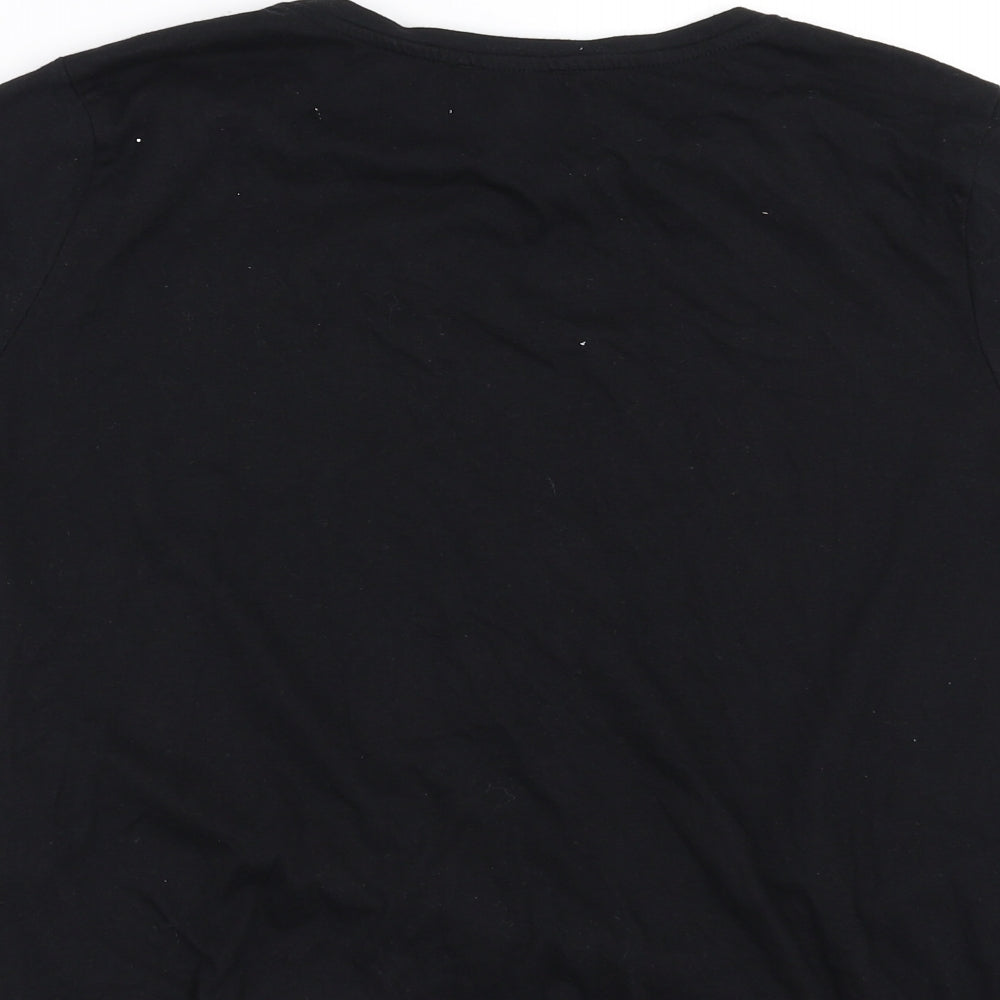 Primark Womens Black   Basic T-Shirt Size XL  - Embroidered detail