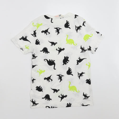 H&M Boys White   Basic T-Shirt Size 8-9 Years  - dinosaur